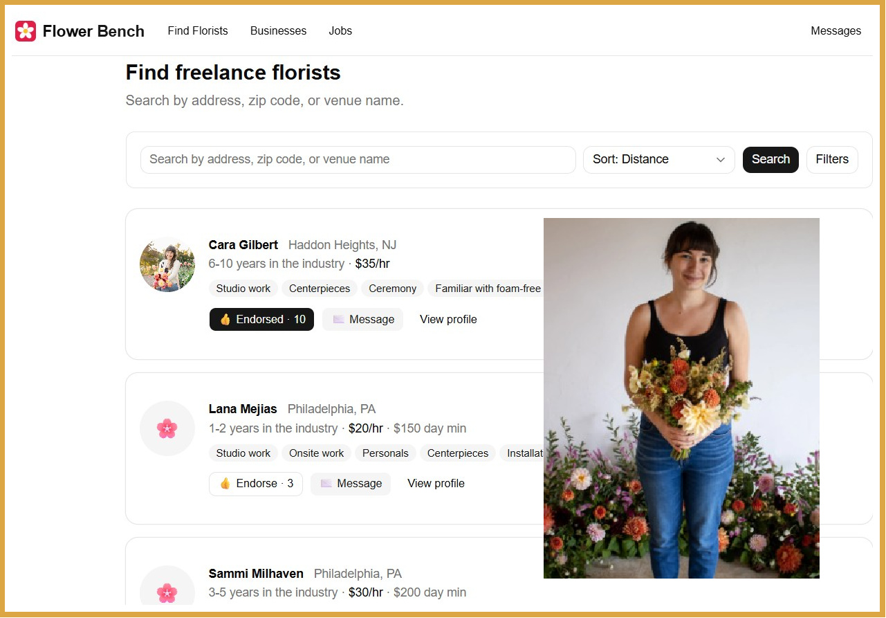 Find Floral Freelancers in Philadelphia through Flower Bench.